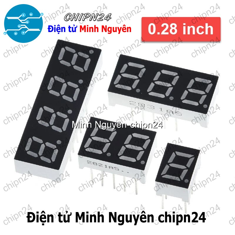 Led 7 Đoạn 0.28 inch Sáng Đỏ (1/2/3/4 Số Âm/Dương chung)- [Chọn Loại] - HHH.00200