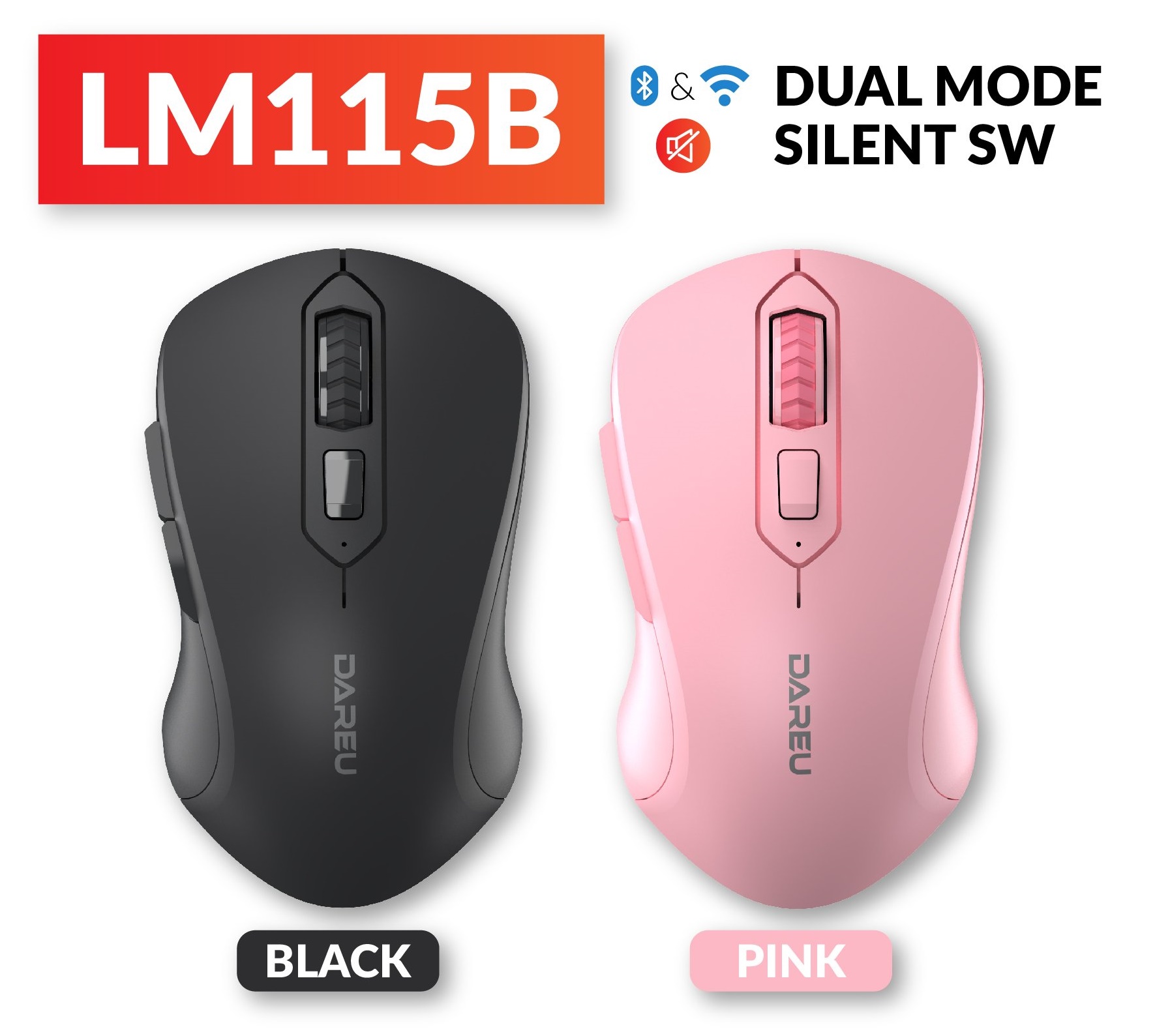 Chuột không dây Dareu LM115B Bluetooth 5.0 + Wireless 2.4GHz  Silent Switch