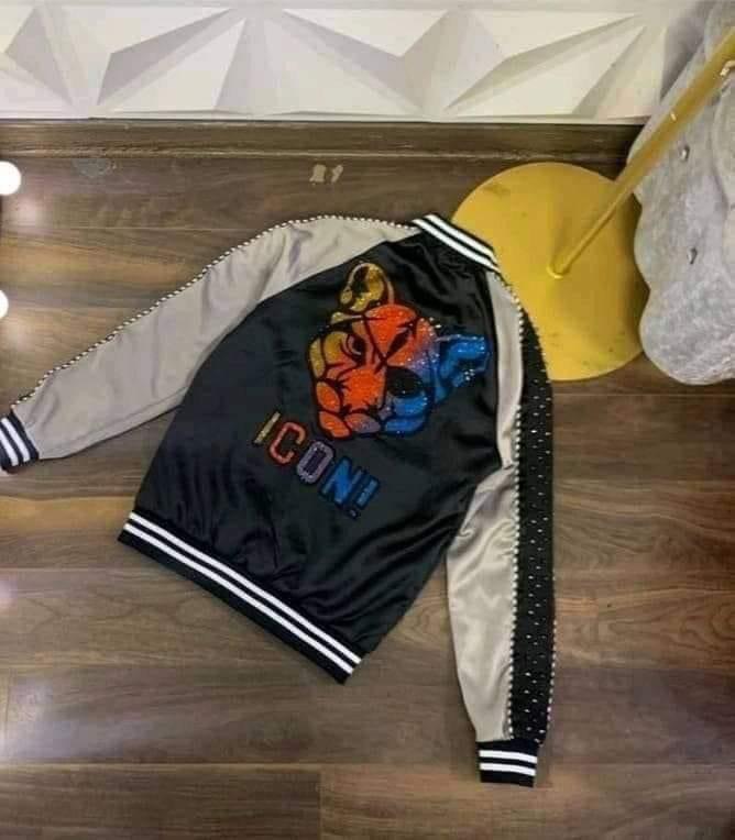 Áo khoác đính đá ICON báo, áo bomber icon
