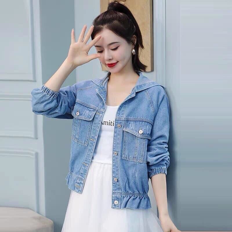 Áo khoác Jean có nón xinh xắn