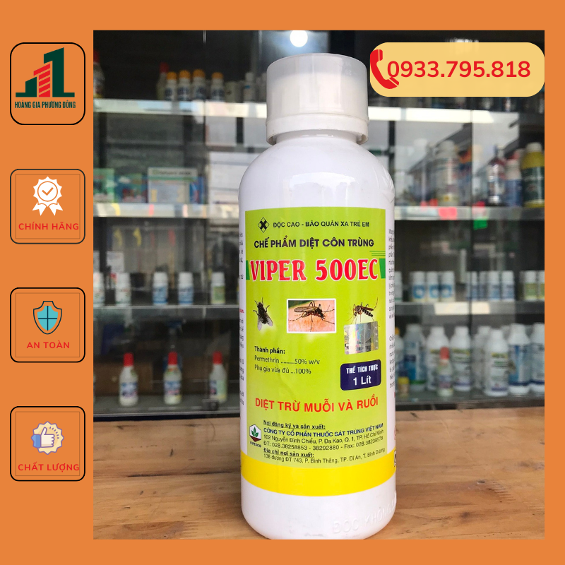Thuốc diệt muỗi, ruồi viper 500ec - chai 1 lít