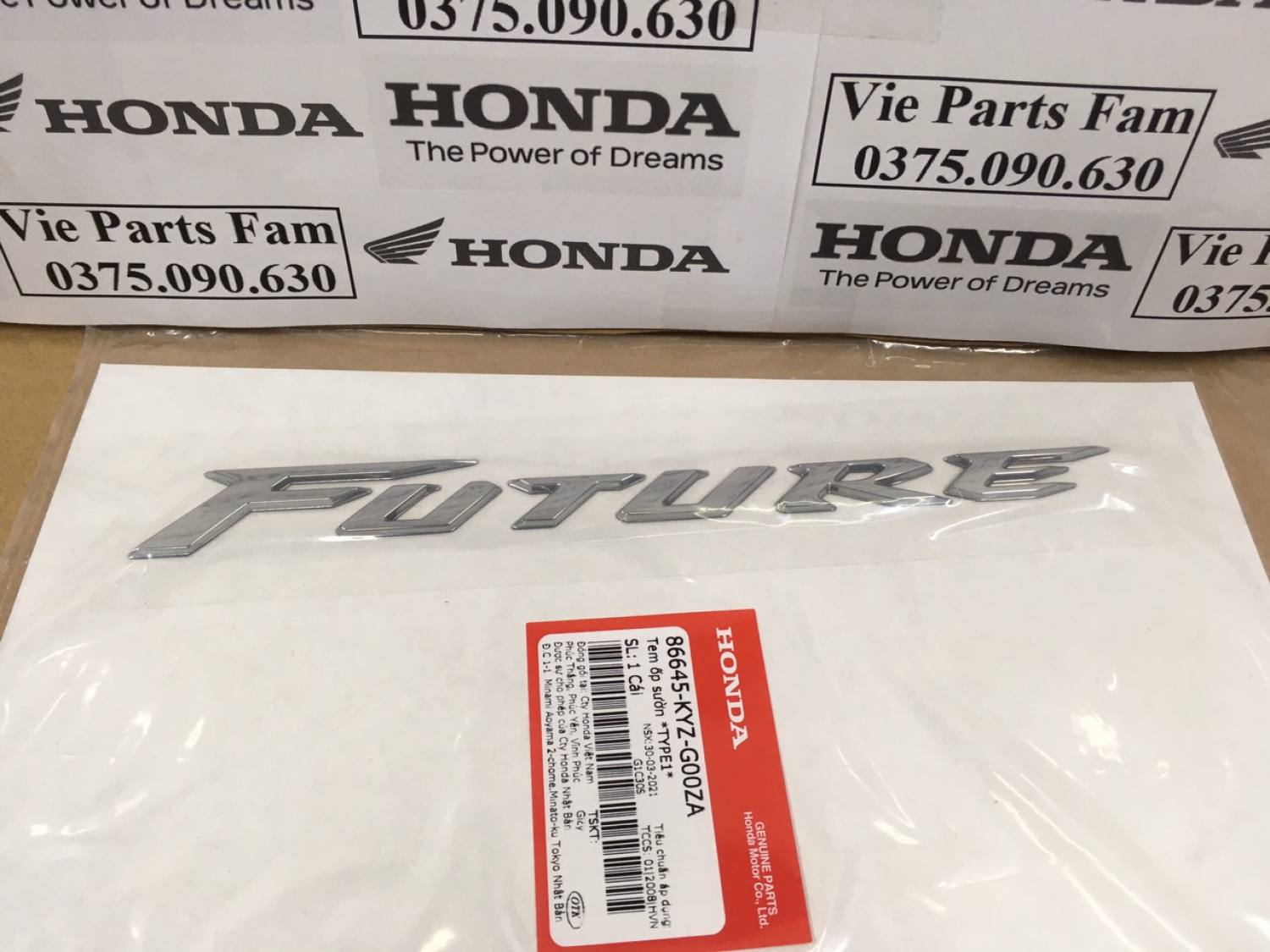 TEM CHỮ NỔI 3D FUTURE 125 (FUTURE MẬP) CHÍNH HIỆU HONDA MOTOR VN (GIÁ 1 TEM)
