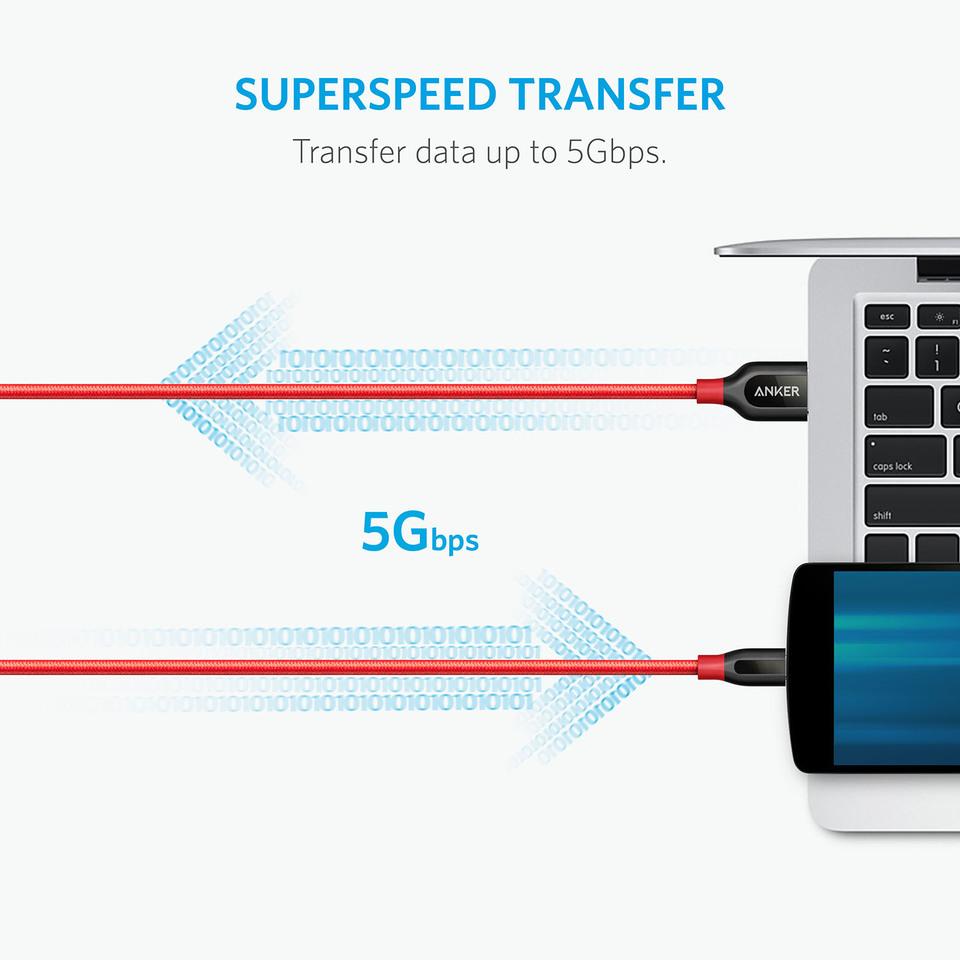 Cáp PowerLine+ USB 3.0 ra USB-C - 1.8m - A8169