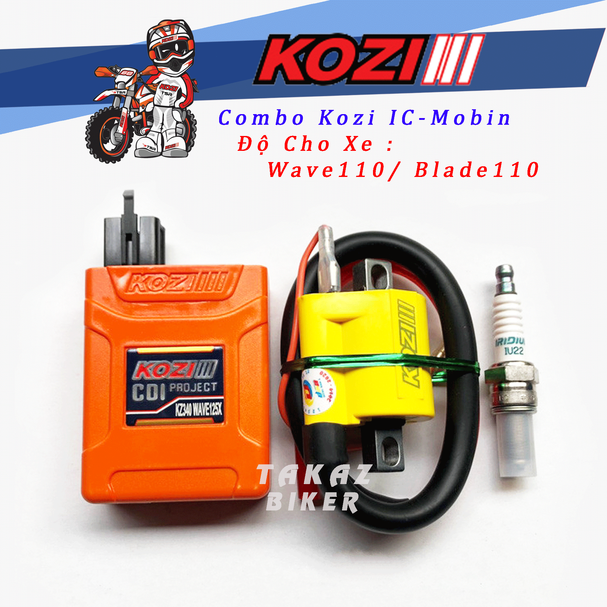 [ W110 Có Bugi ] Combo Độ dàn lửa cho Wave Alpha 110 Blade 110 - KOZI Malaysia - IC - Mobin - Bugi