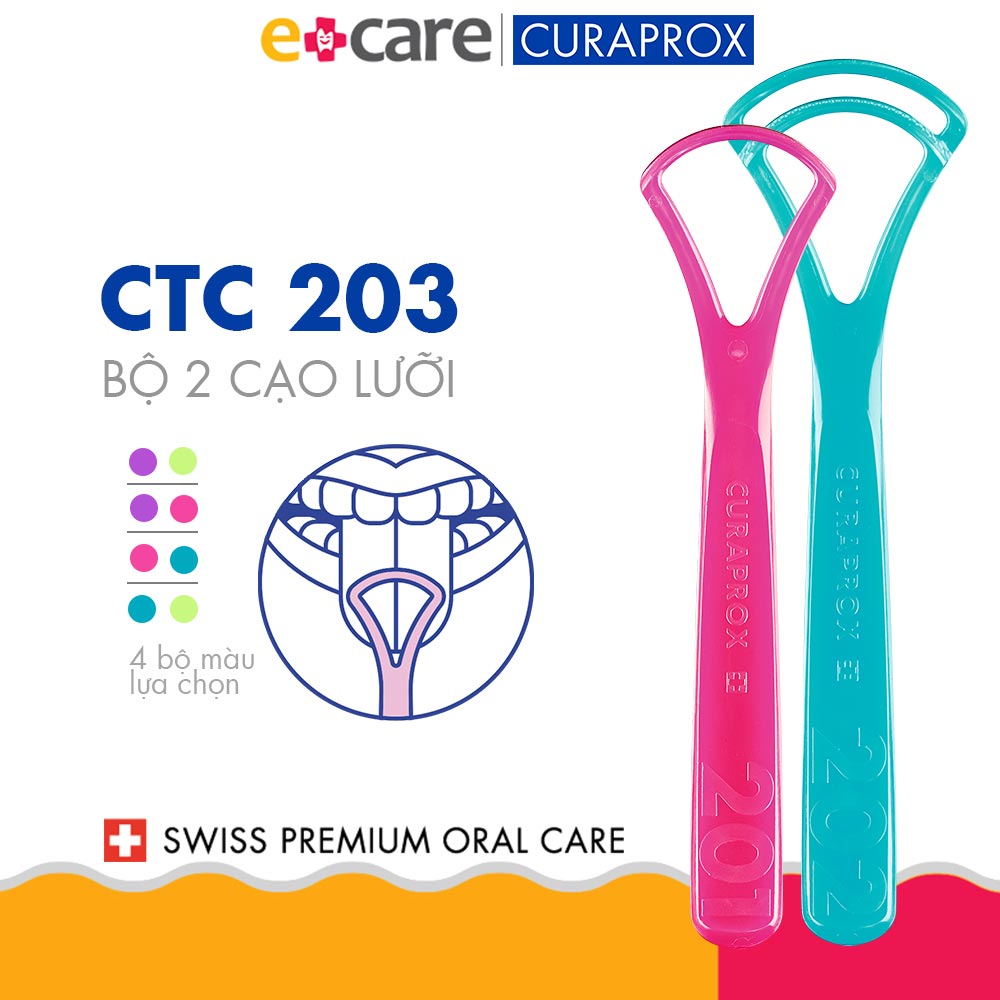 Bộ 2 cây cạo lưỡi Curaprox CTC 203 Thụy Sĩ
