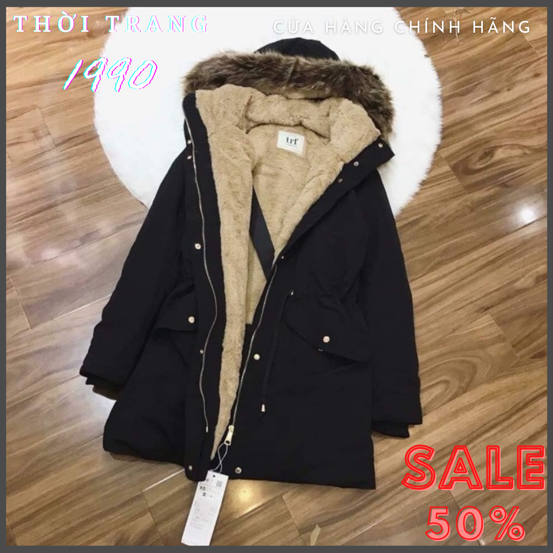 Áo parka, áo kaki lót lông dây rút eo mũ lông mềm siêu đẹp