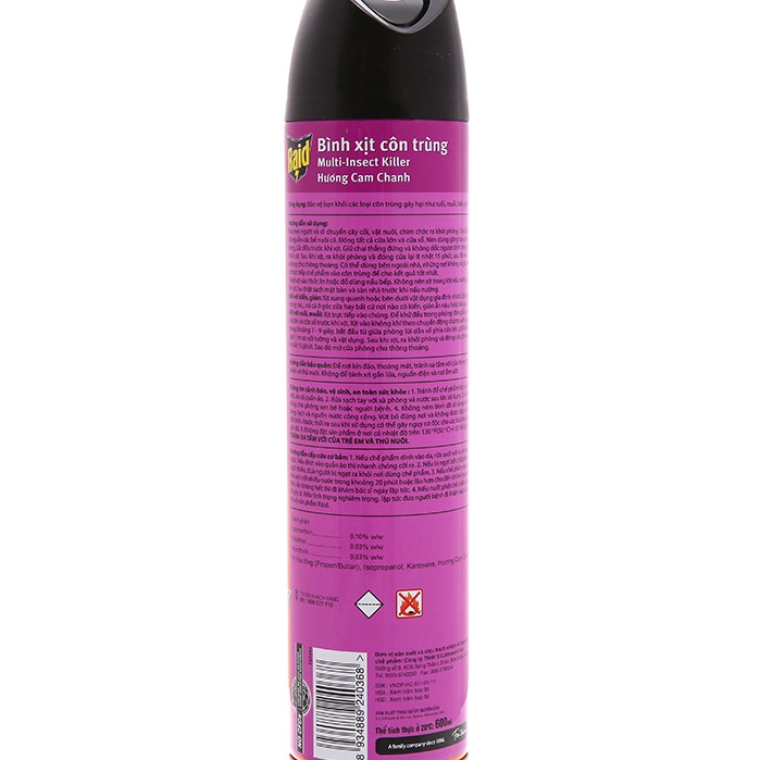 Bình xịt muỗi Raid hương cam chanh 600ml