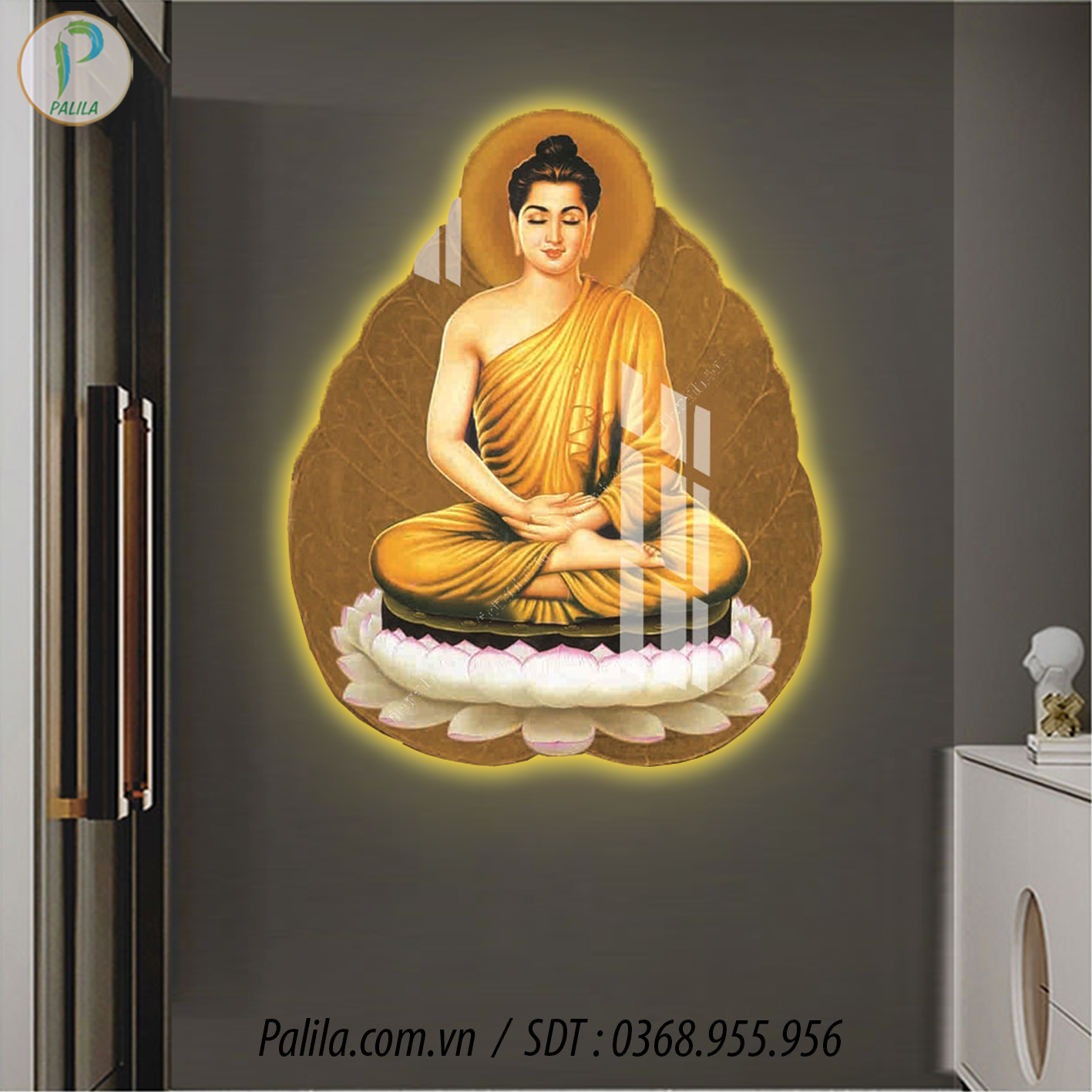 Tranh đèn led treo tường trang trí - tranh phật giáo đẹp