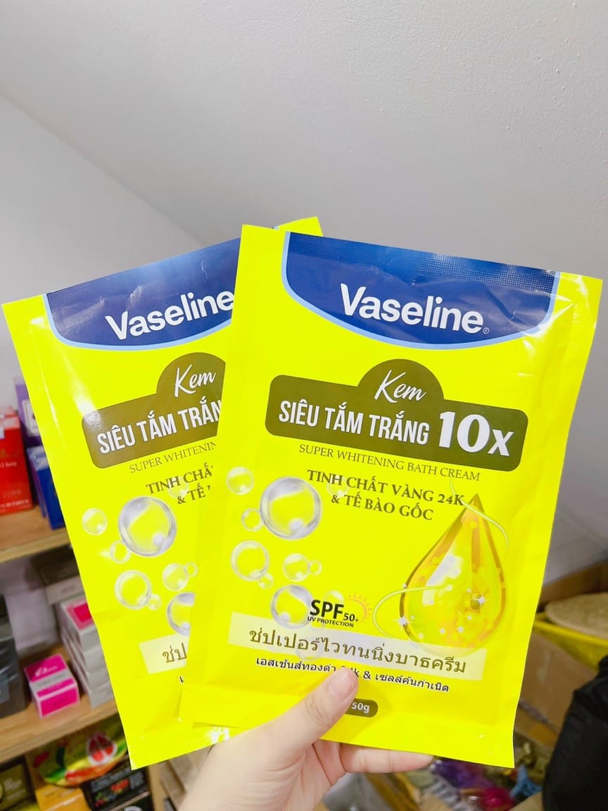 Kem siêu tắm trắng Vaseline 10x bao bật tone