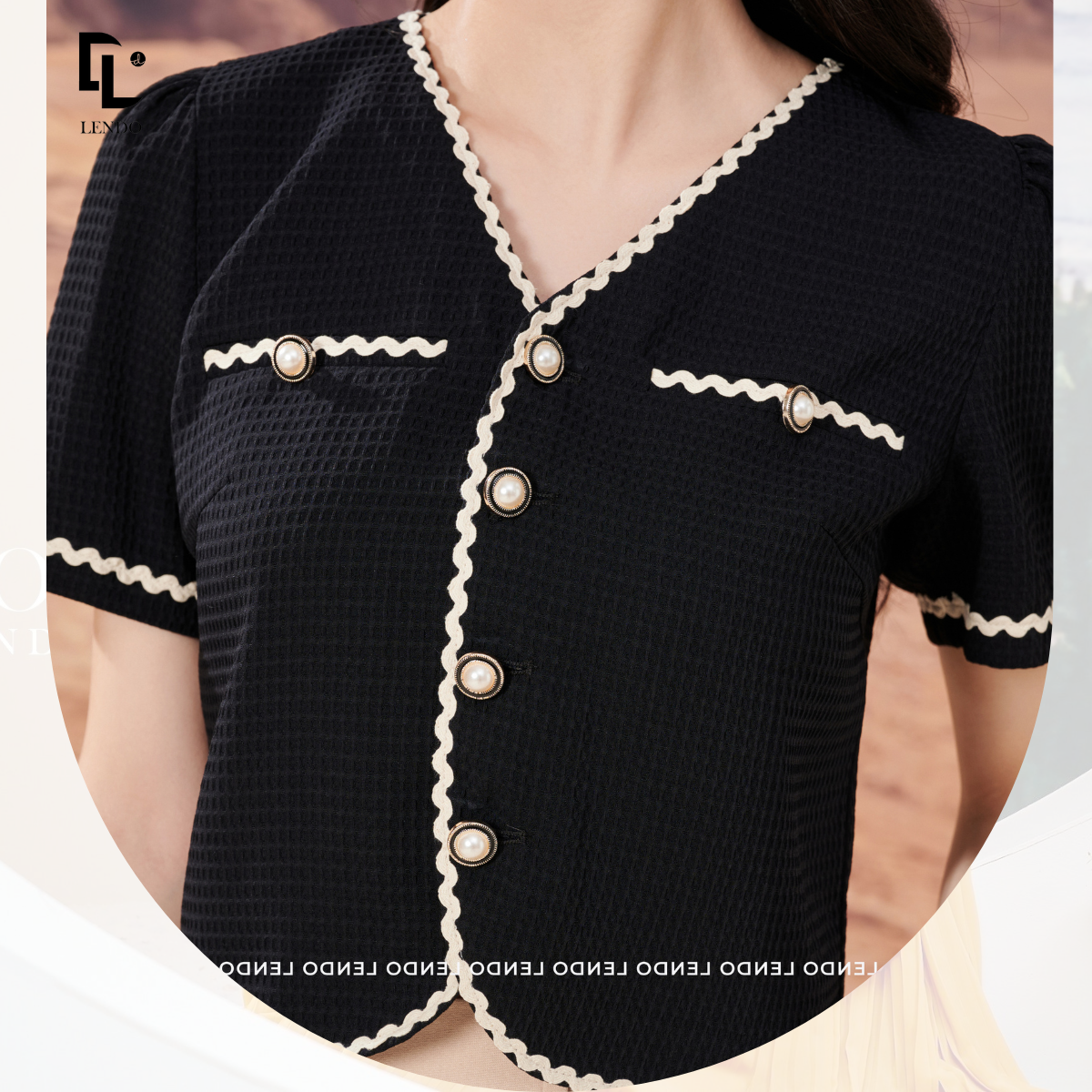 Áo Croptop Viền Ren LENDO A230319