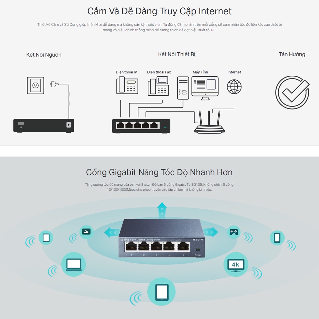 Switch 5 port gigabit TP-Link TL-SG105 vỏ thép