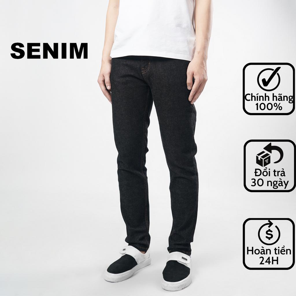 Quần jean nam SENIM, Quần bò vải Denim co giãn, form slimfit, quần jean đen S401