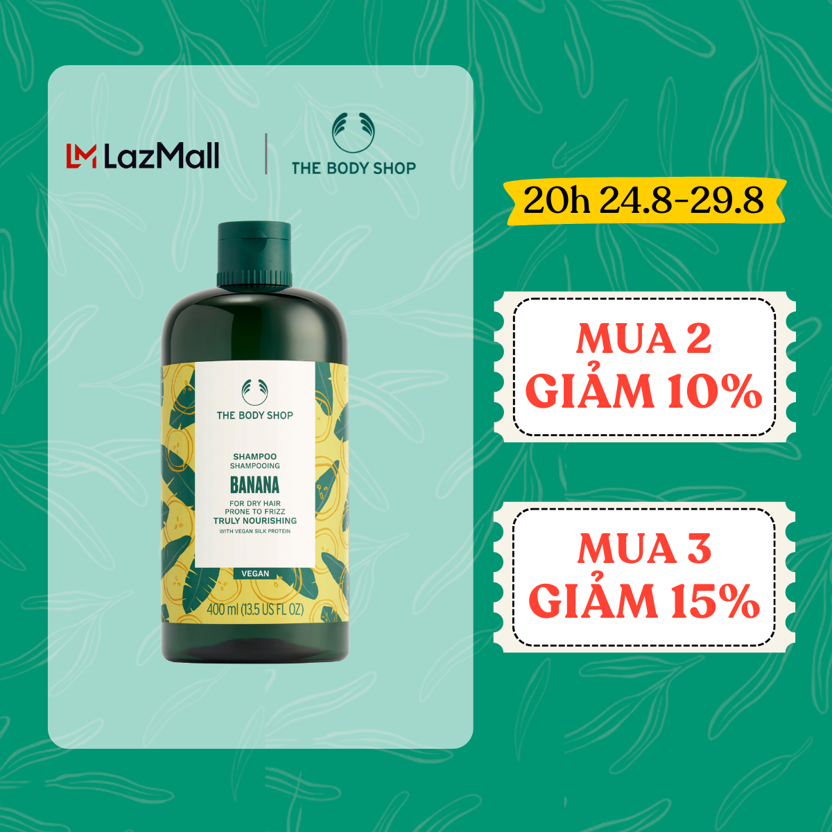 Dầu Gội Hương Chuối BANANA TRULY NOURISHING SHAMPOO 400ml The Body Shop