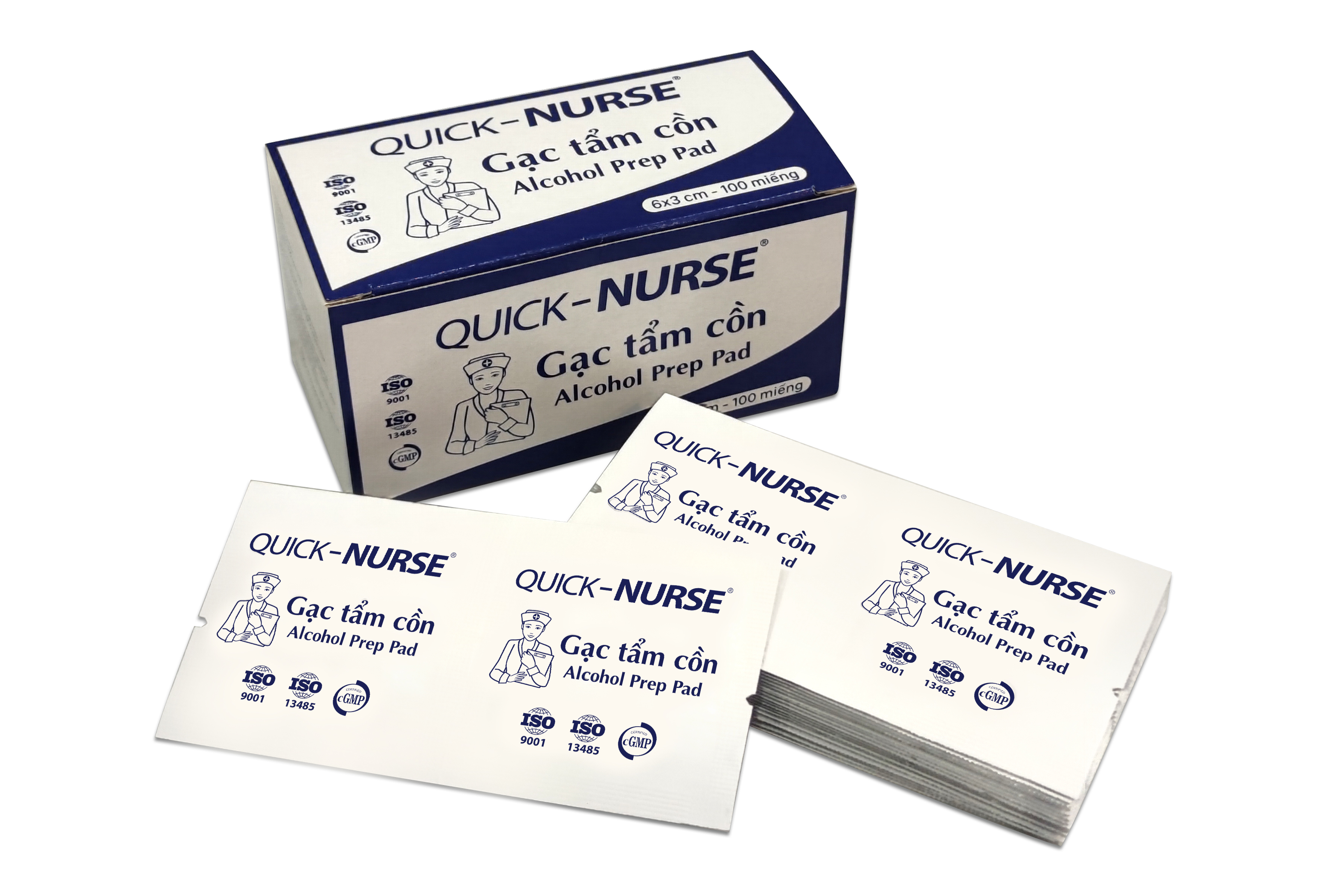 Gạc Tẩm Cồn Quick-Nurse Alcohol Prep Pad  hộp 100 miếng