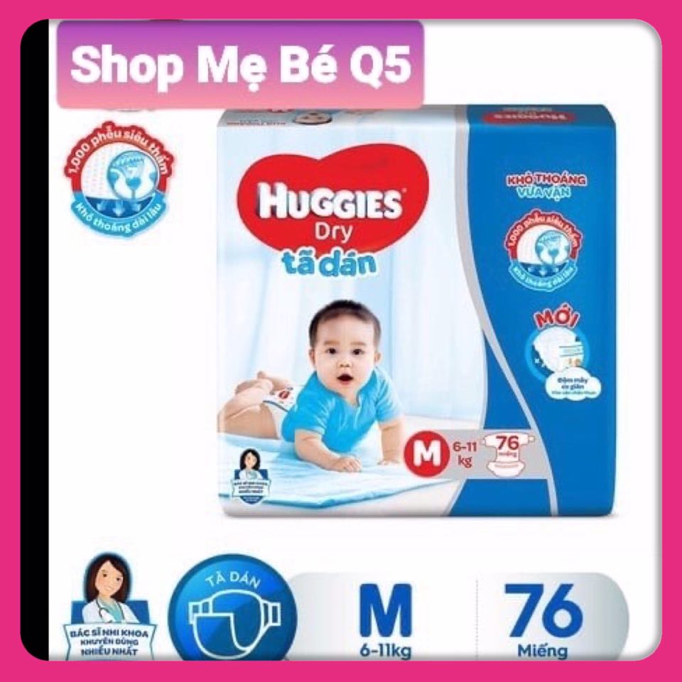 💥TÃ DÁN HUGGIES BỌC KÉN CON TẰM SIZE M76 (6 - 11 kg)
