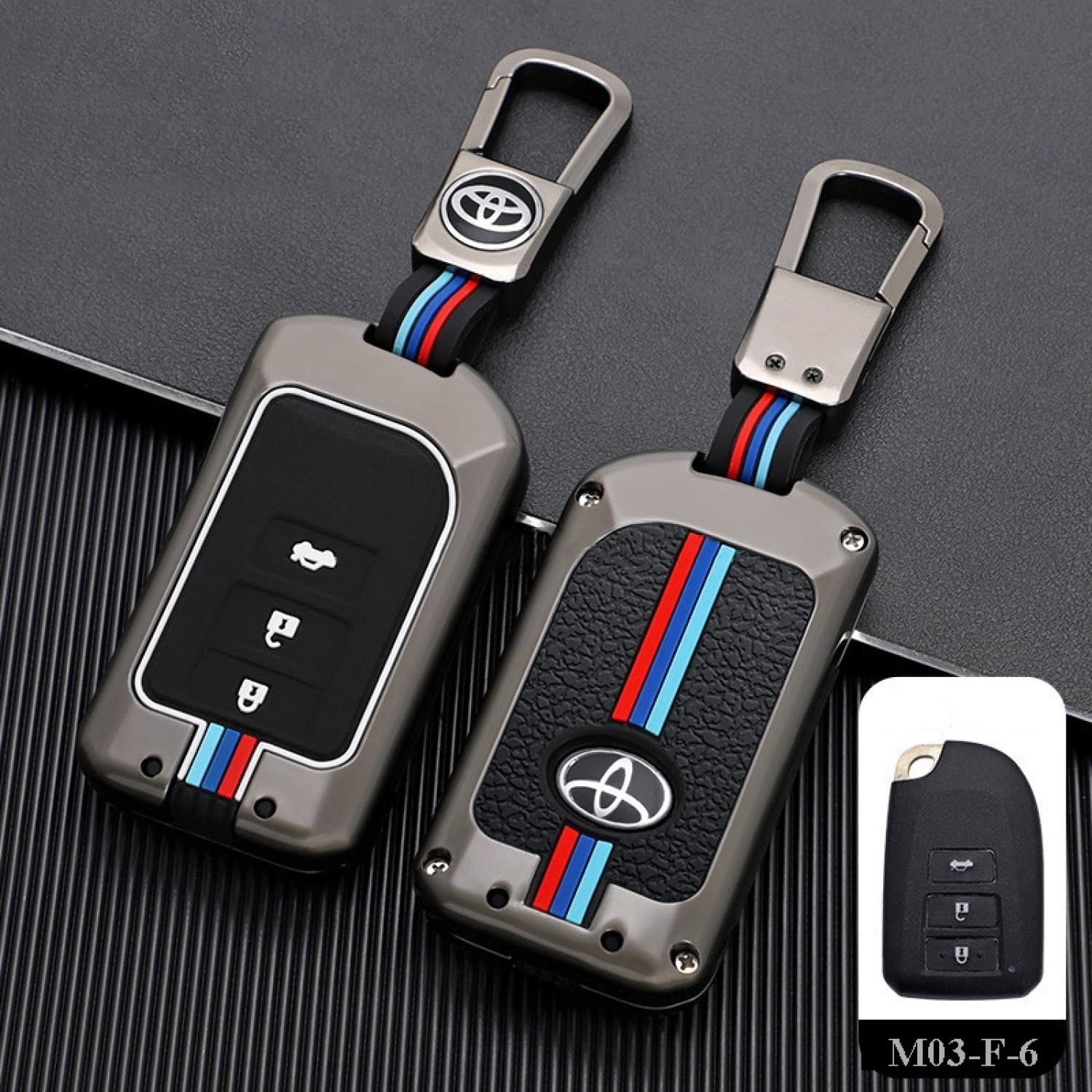 Ốp khóa kim loại - vỏ bọc chìa smartkey ô tô toyota yaris vios g 2015-2020