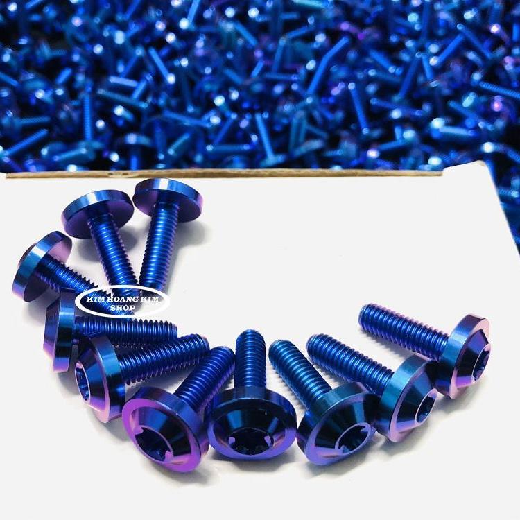 5 con Ốc Titan GR5 Đầu Dù 6li 2 Xanh Tím (Titan 100% )