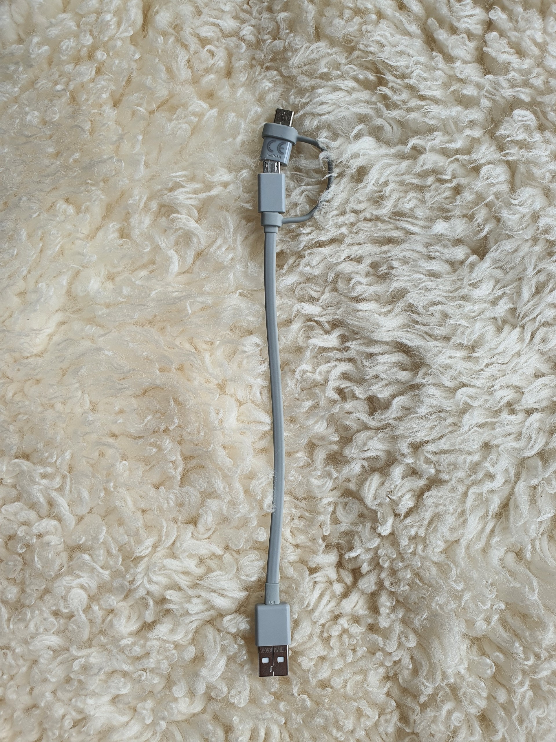 Cáp sạc nhanh 2 đầu Type C và Micro USB dài 20cm