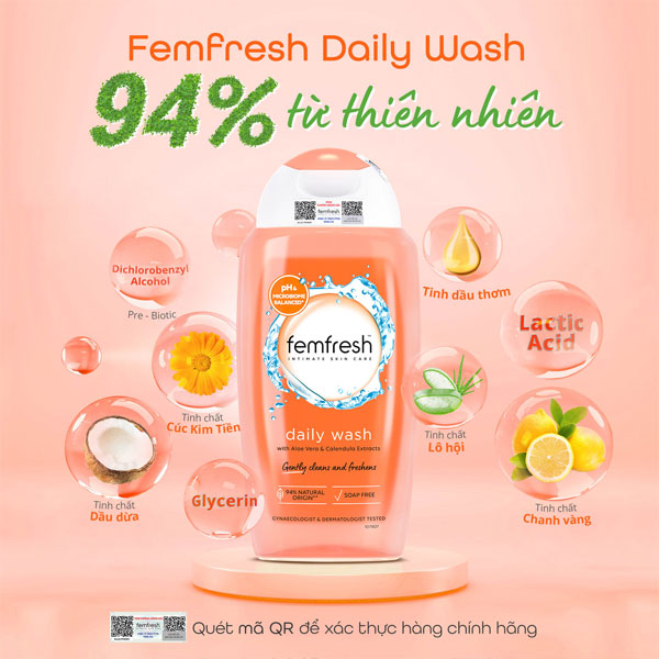 Femfresh dung dịch vệ sinh phụ nữ hàng ngày (250ml - màu cam)