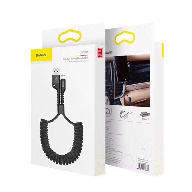 Cáp sạc Lightning dây xoắn đàn hồi Baseus Fish Eye Spring Data dùng cho iPhone / iPad (2A, 1M, Spring Fast Charging Data Lightning Cable)
