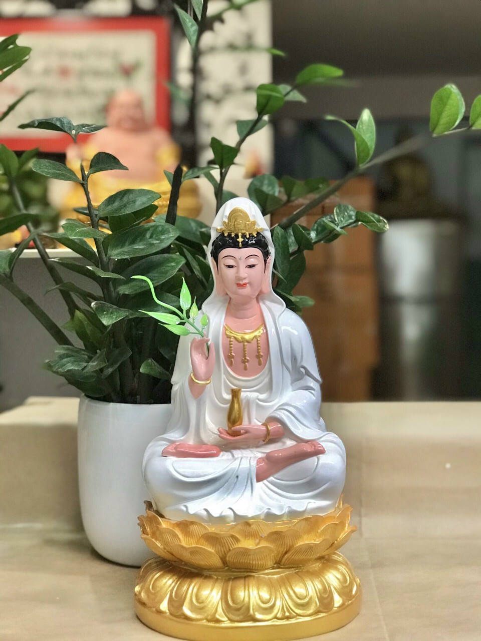 Tôn Tượng Quan Âm Bồ Tát Cao 30cm (Trắng)