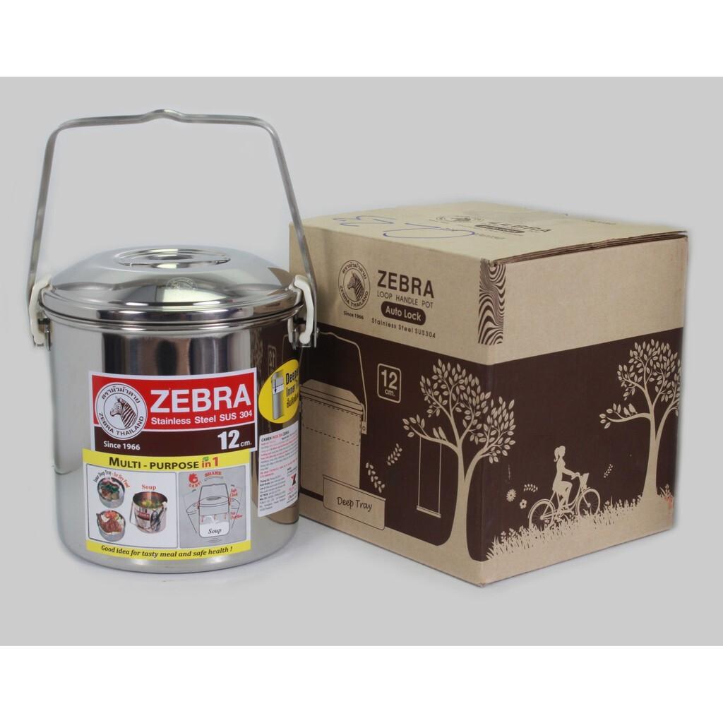 Camen INOX Zebra 1 Ngăn Có Quai Lồng Sâu - Cạn 12cm