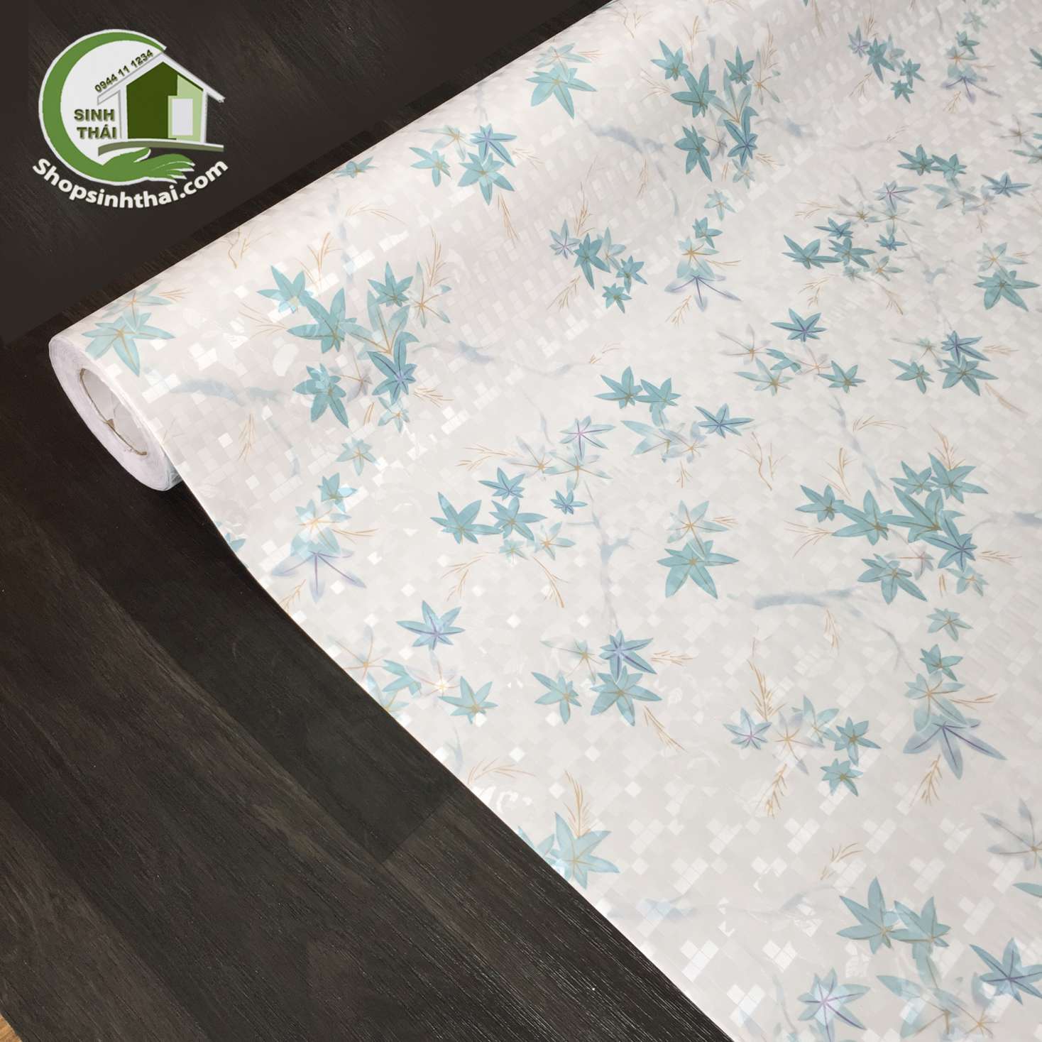 [HCM]Giấy Dán Tường Lá Màu Xanh Dương - [ 50cm x khổ 120cm ] Có Sẵn Keo