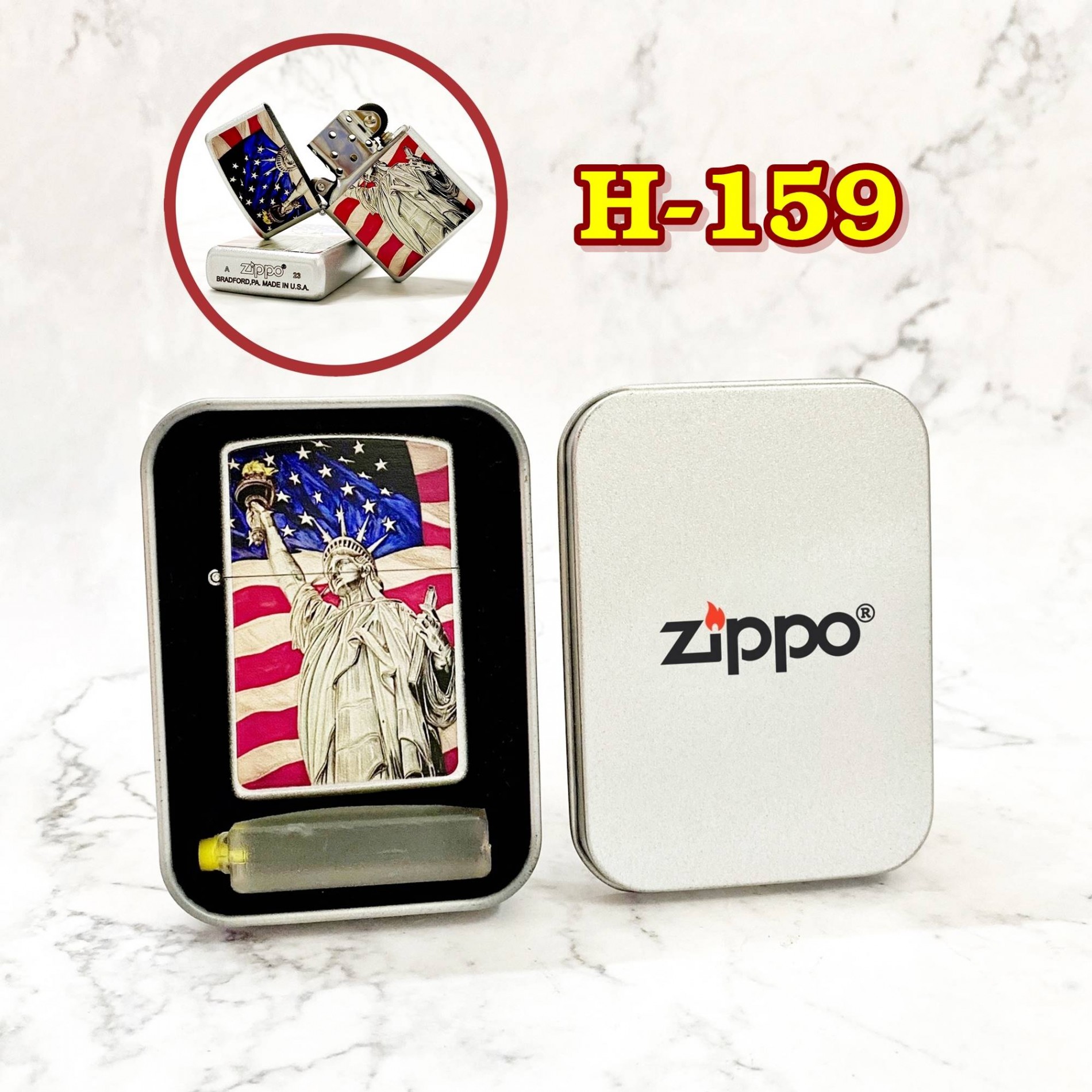 BẬT LỬA ZIPPO SƠN TĨNH ĐIỆN 2 MẶT HÌNH NỮ THẦN TỰ DO (CÓ MỘC ĐÁY) #159