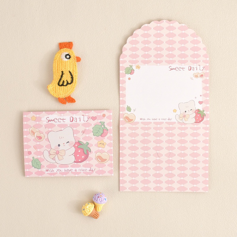 Thiệp gấp mini hình gấu cute, Sanrio siêu dễ thương không kèm bao thư
