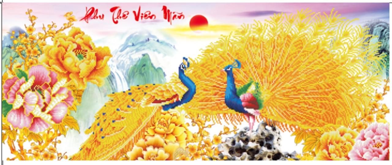 [HCM]Tranh thêu chữ thập phu thê viên mãn ( chưa thêu)-X8013