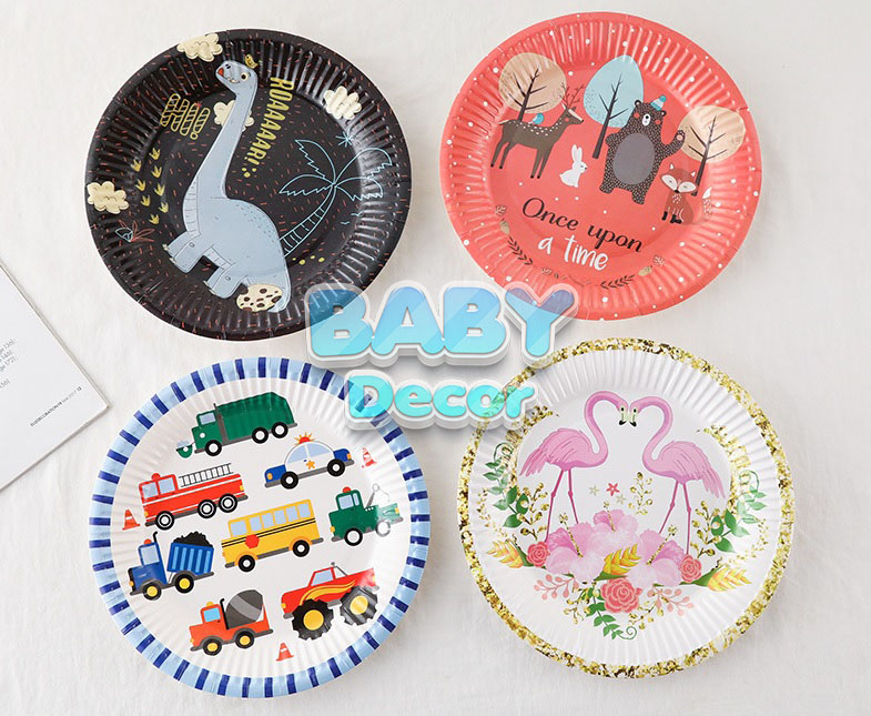 Combo 10 đĩa giấy trang trí tổ chức tiệc sinh nhật (18cm)