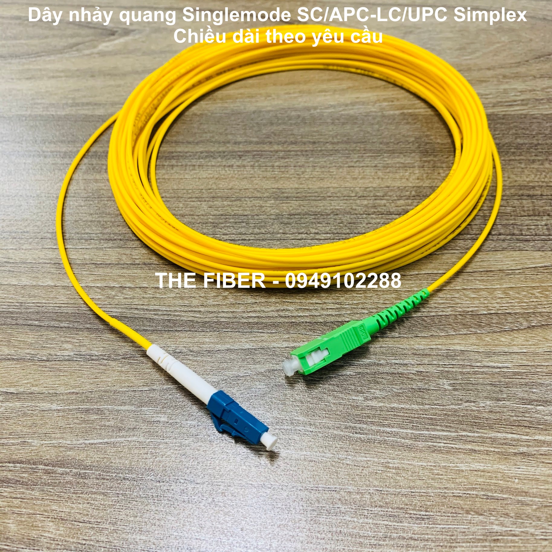Dây nhảy quang singlemode sc/apc-lc/upc phi 2.0mm, simplex-chiều dài theo yêu cầu.