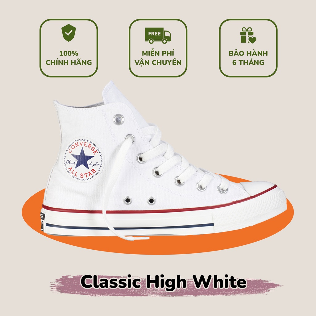 [ CHÍNH HÃNG ] giày sneaker Converse CHUCK CLASSIC ALL WHITE cao cổ