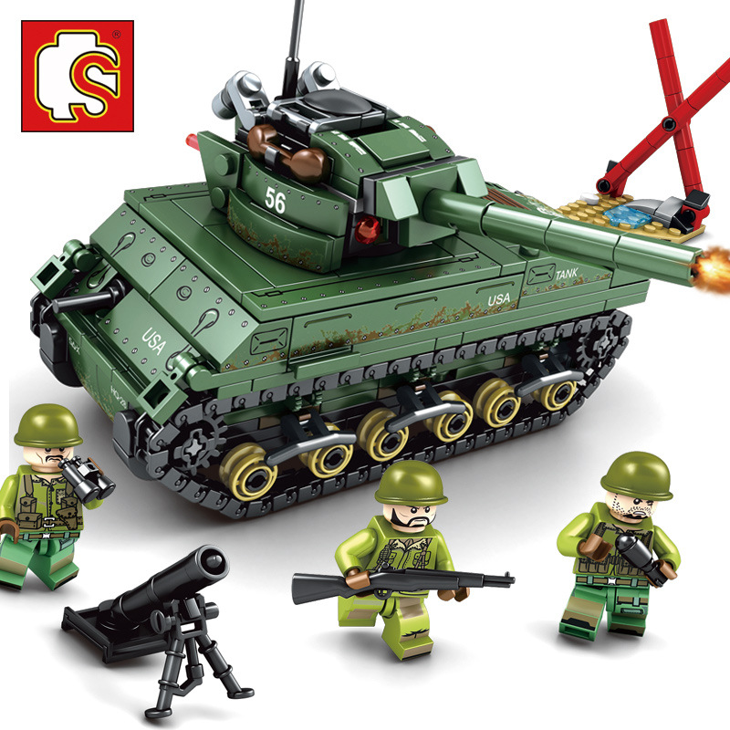 Lego Tank quân sự Sembo Block 101304 - Xe tank . SHERMAN M4 TANK SMALL  