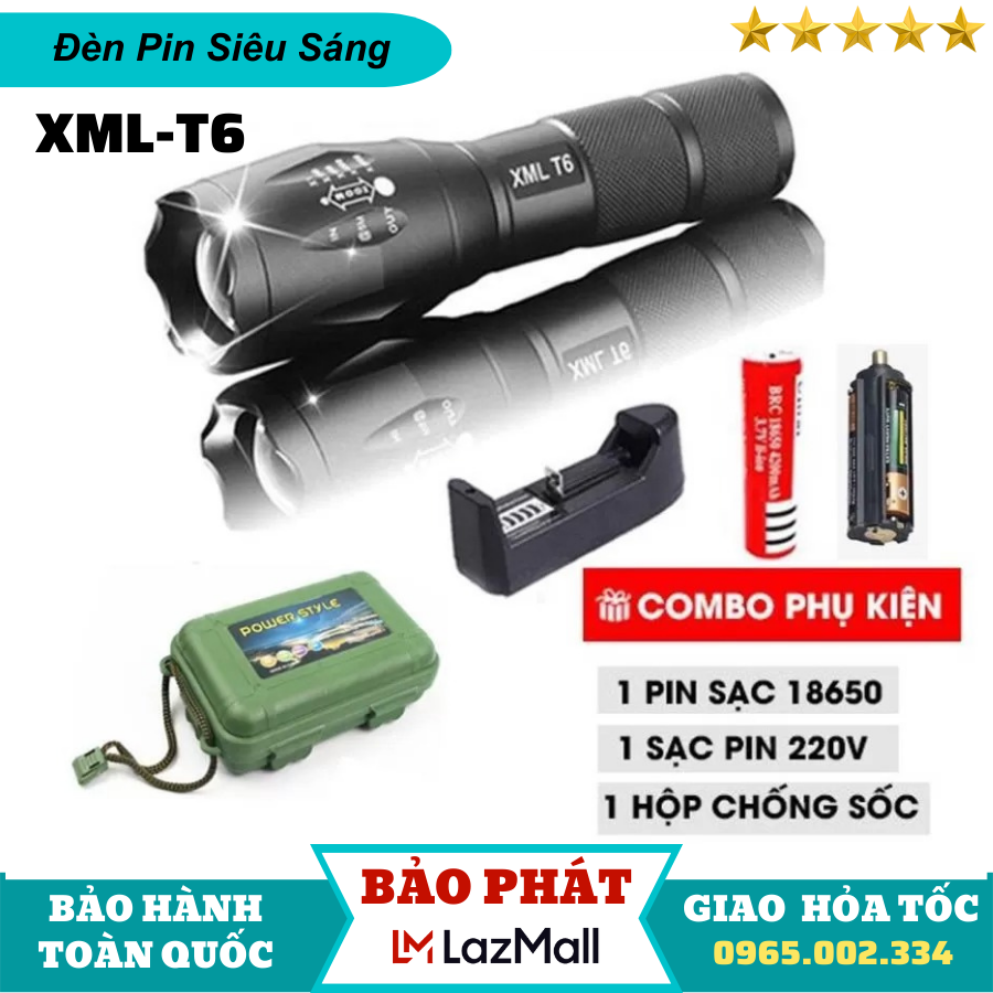Đèn pin siêu sáng XHP50 chiếu xa 500m có Zoom xa gần, chống thấm nước, pin trâu 6800mAh 5 chế độ sáng, Đèn pin cầm tay XML T6, Đèn pin mini cầm tay siêu sáng, đèn pin cầm tay, đèn pin dã ngoại