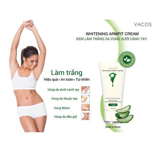 Kem làm trắng vùng da dưới cánh tay Vacosi Whitening Armpit Cream 30ml cam kết hàng đúng mô tả chất lượng đảm bảo an toàn đến sức khỏe người sử dụng
