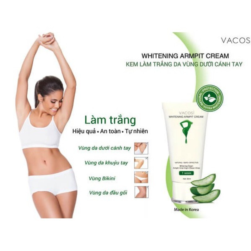 Kem làm trắng vùng da dưới cánh tay Vacosi Whitening Armpit Cream 30ml cam kết hàng đúng mô tả chất lượng đảm bảo an toàn đến sức khỏe người sử dụng cao cấp