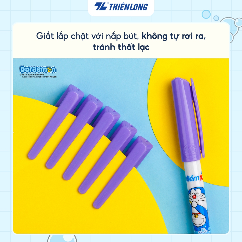 (Hộp 10 Cây) Bút lông kim Điểm 10 Doraemon TP-FL08/DO - Tím