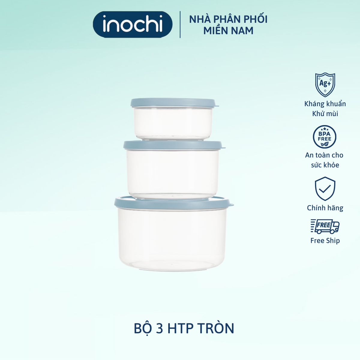 Bộ 3 hộp thực phẩm tròn hokkaido 500-1000-2000ml - giao màu ngẫu nhiên