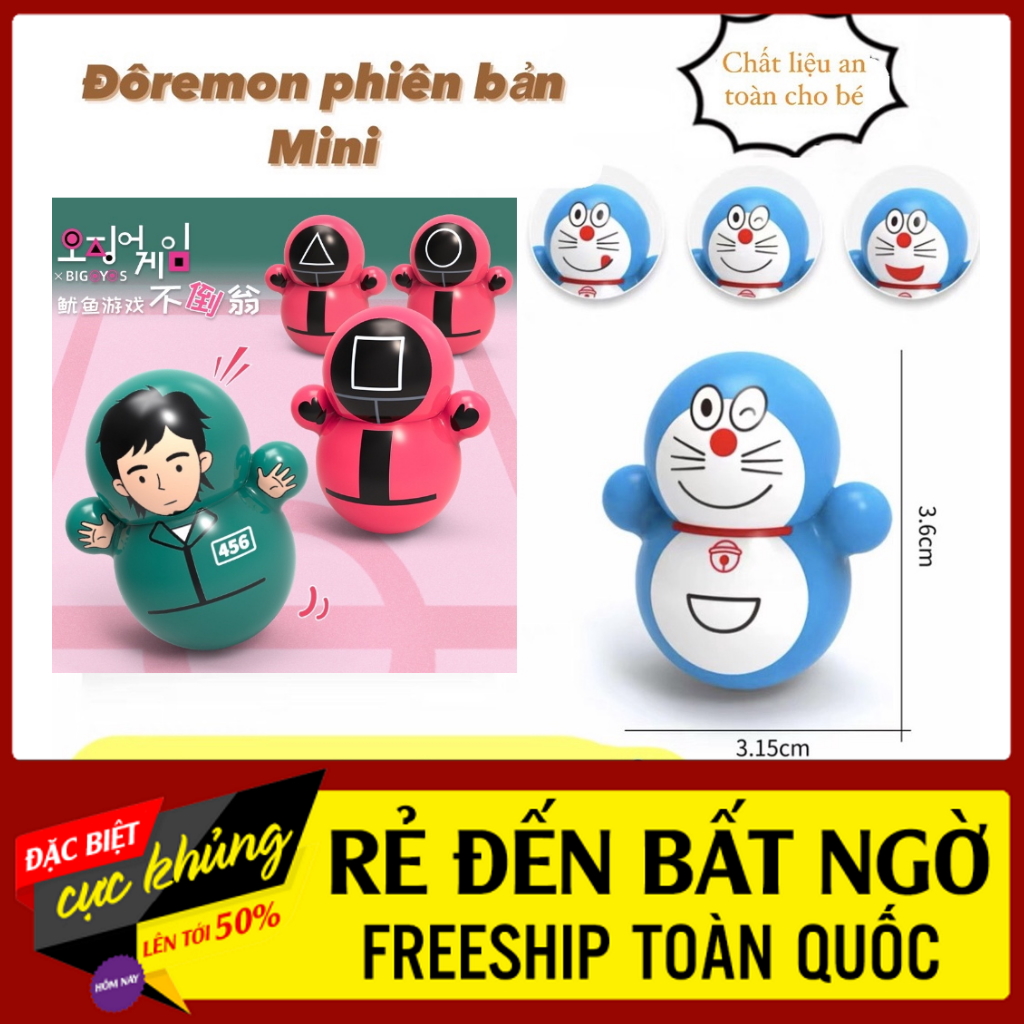 Lật đật squid game mini, đồ chơi lật đật mini doraemon cho bé cute dễ thương giá rẻ
