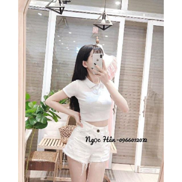 Áo croptop cổ bẻ hót frend