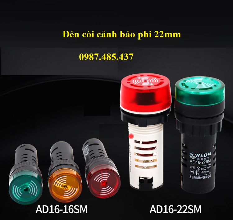 Đèn báo có còi phi 22-  đèn báo pha có còi 220v