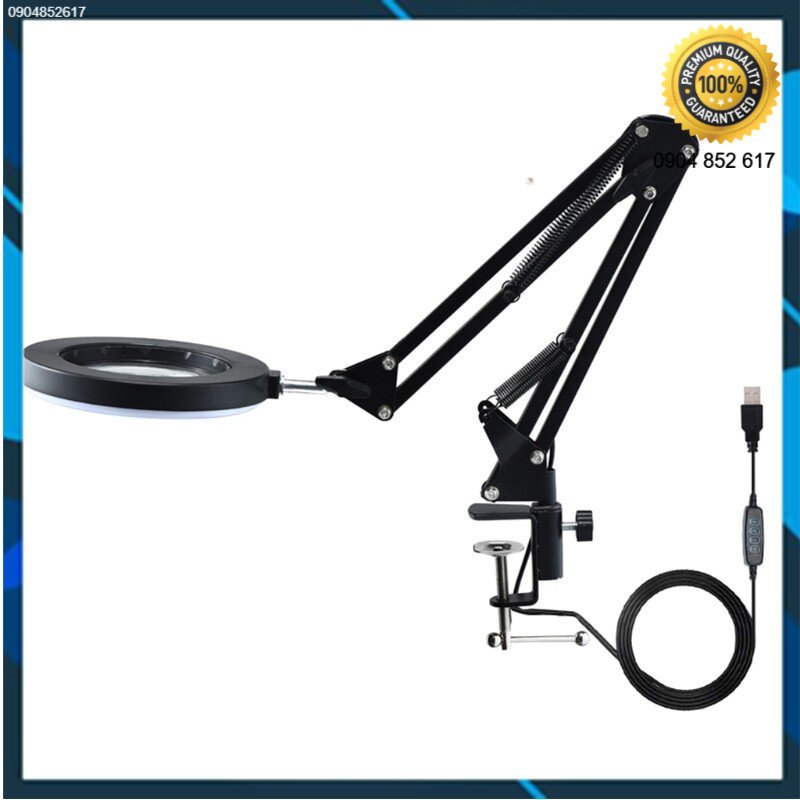 Kính lúp led cantilever có thể gập lại, đèn kính lúp hàn chiếu sáng để bàn 6.10" với kẹp 1.97 "để đọc