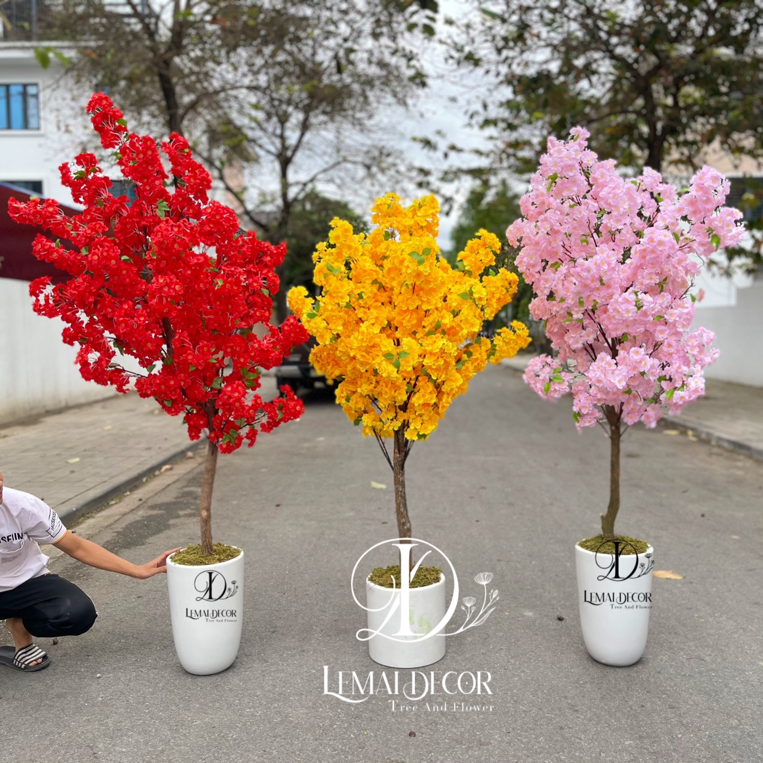 Hoa Đào Giả - Hoa Anh Đào 3 Nhánh ( Gía 1 cành)