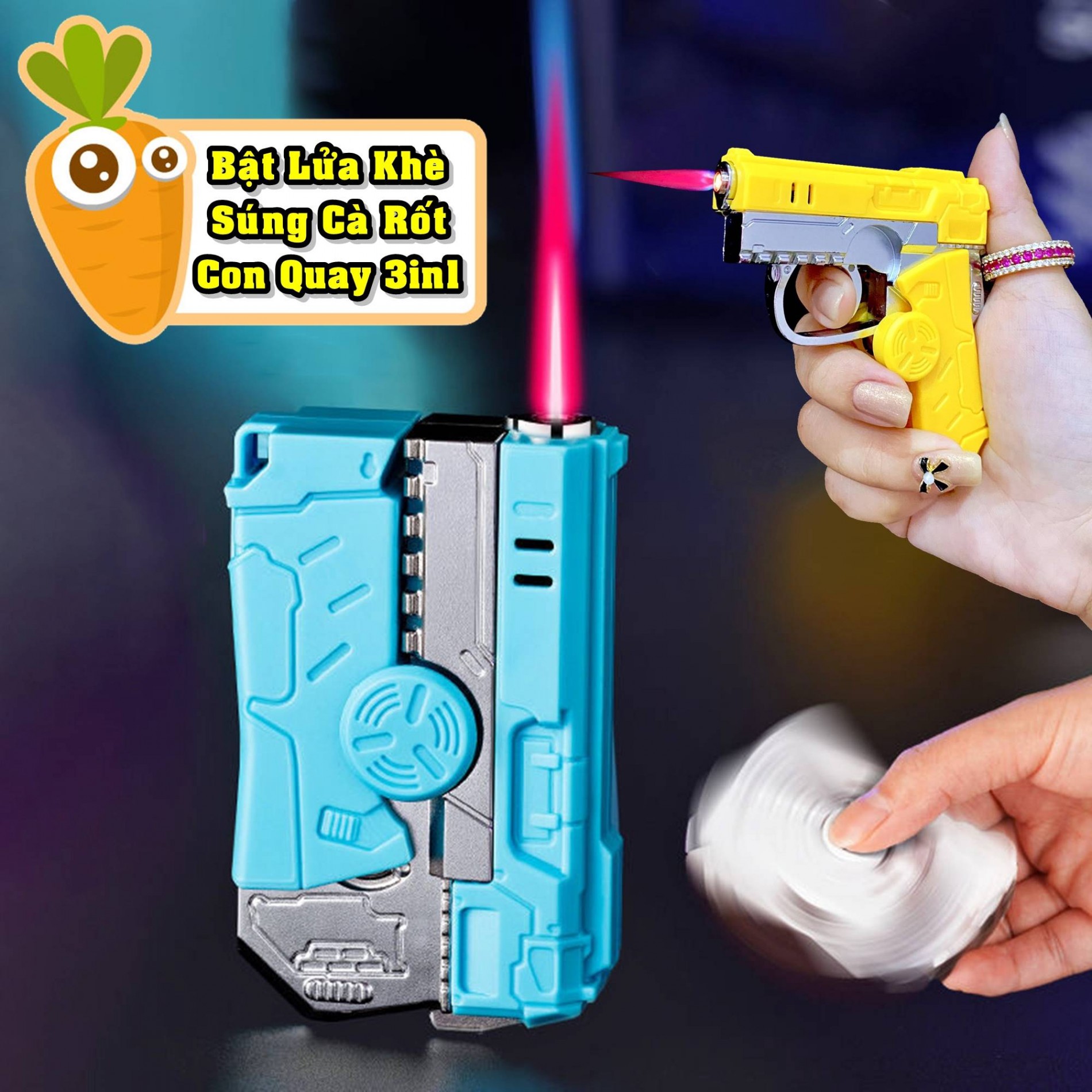 bật lửa khè đồ chơi vô tri 3in1 ( đồ chơi cà rốt ) ( FULLBOX ) - xài gas