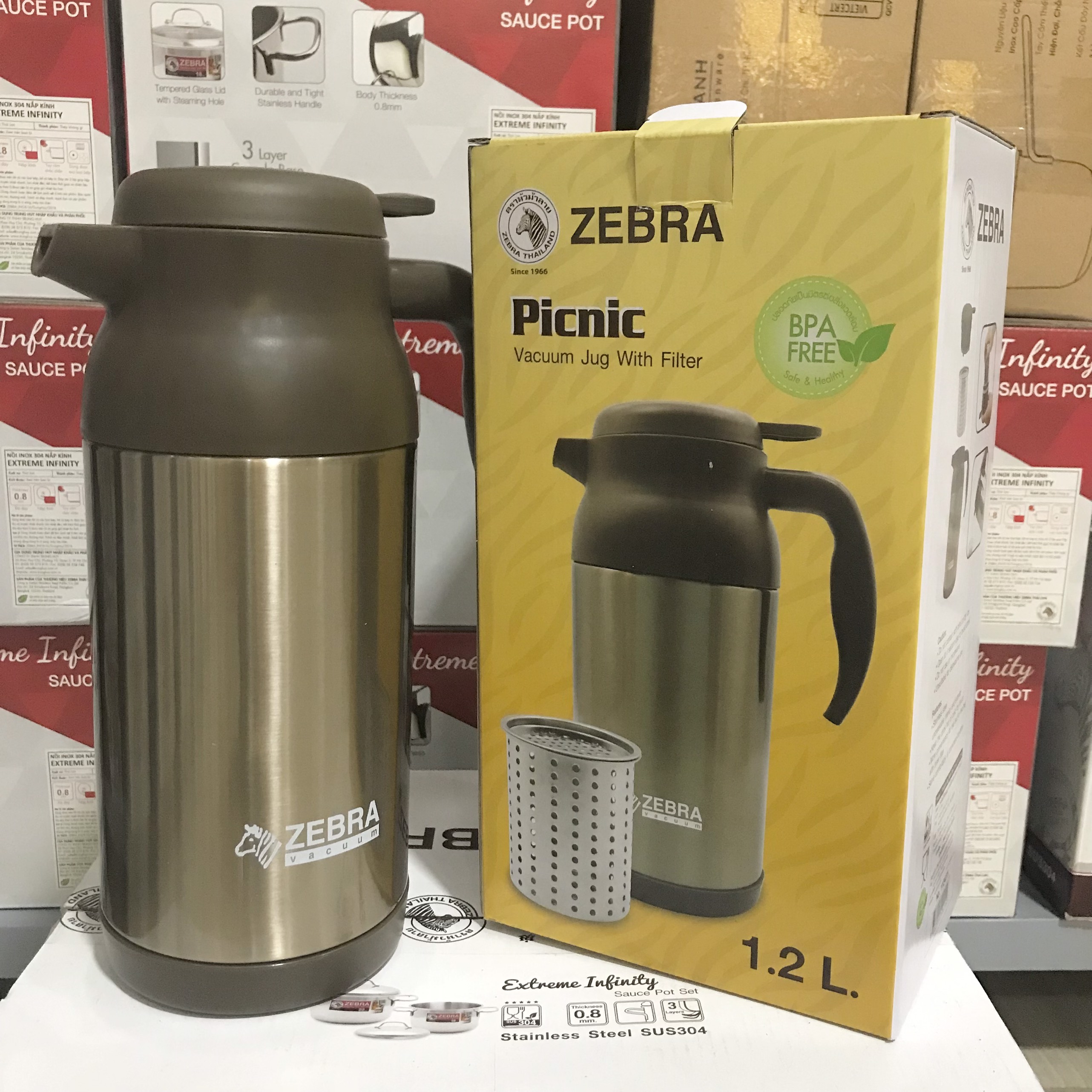 [HCM]Bình ủ trà giữ nhiệt inox 304 Zebra Thái Lan 1200ml