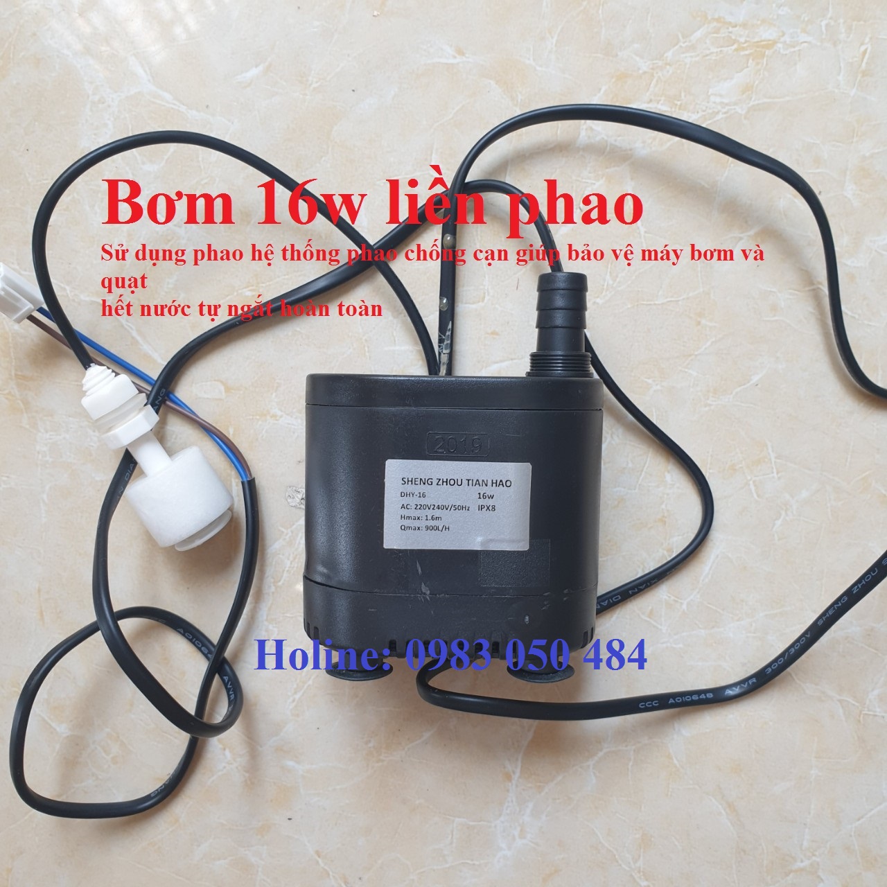 Bơm nước quạt điều hòa - bơm quạt hơi nước 16W liền phao chống cạn