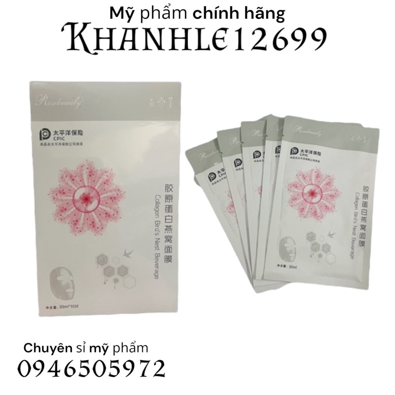 Mặt nạ yến tươi collagen rosebeauty - mẫu mới 2022