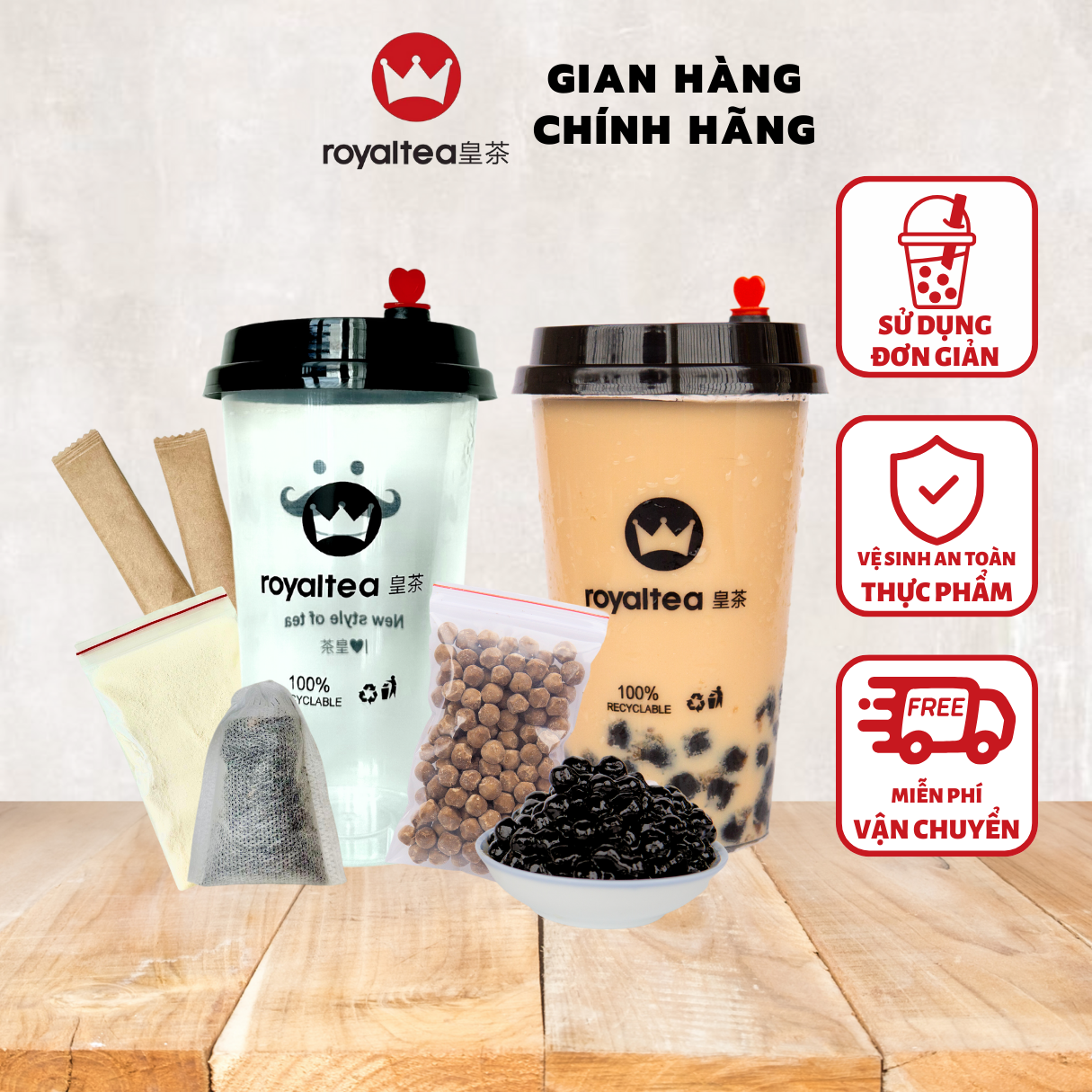 Trà sữa Royaltea Vị Truyền Thống + Trân Châu Đen Đài Loan Chưa Nấu. Trà Sữa Royaltea Tự Pha Chính Hãng set trà sữa tự nấu tiện lợi