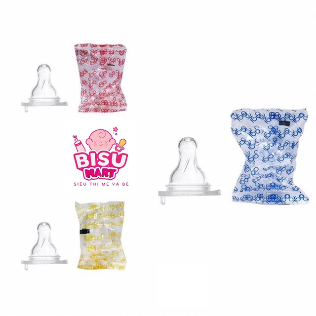 Núm vú cổ hẹp Agi núm ty silicon siêu mềm cho bé Size S M L